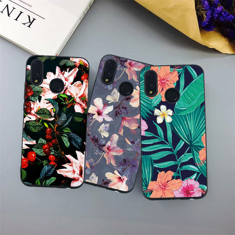 Silicone Shell Flowers Marble Flamingo Phone Case